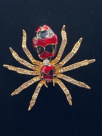Mio Queena Enamel Red and Black Spider Brooch