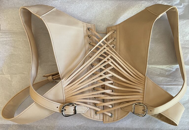 Dark Garden Posture Harness in Buff Leather