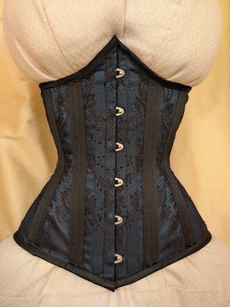 Dark Garden Cupid in Midnight Teal Satin with Black Lace Overlay 18 (Limited Edition)