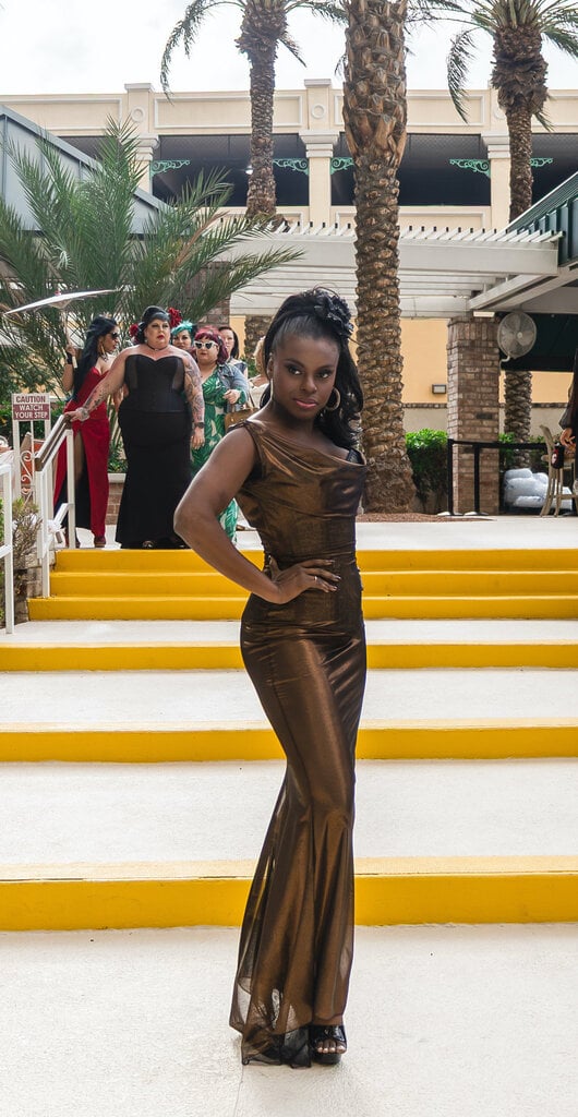 Dark Garden Sleeveless Rosalind Gown in Sheer Mesh