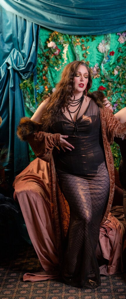 Dark Garden Sleeveless Rosalind Gown in Sheer Mesh