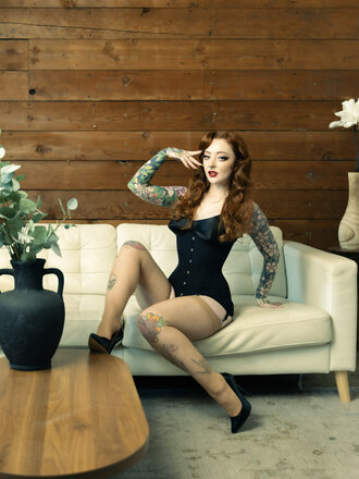 Dark Garden Signature Cupid in Black Poplin