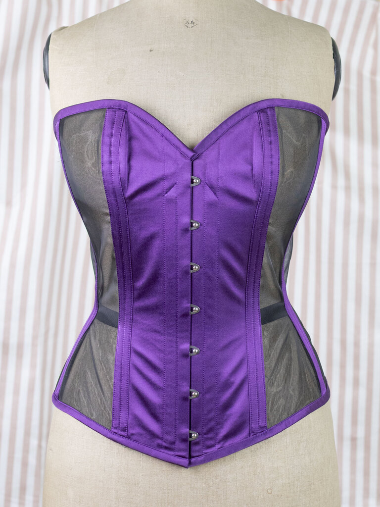 Dark Garden Risqué Sweetheart in Purple Silk Satin & Black Mesh 28 (Limited Edition)