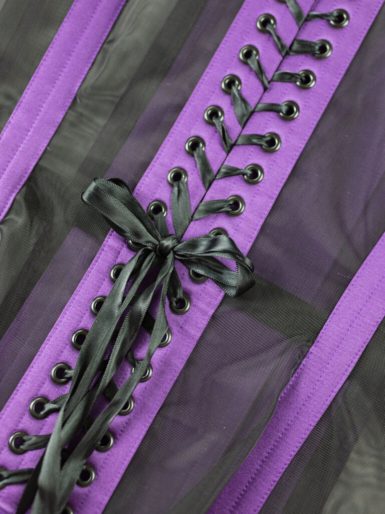 Dark Garden Risqué Sweetheart in Purple Silk Satin & Black Mesh 28 (Limited Edition)