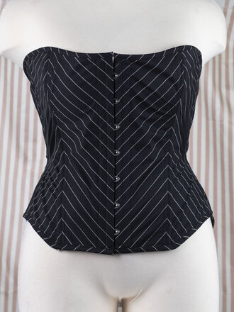 Dark Garden Dollymop Overbust in White Pinstripe Wool 34 (Limited Edition)
