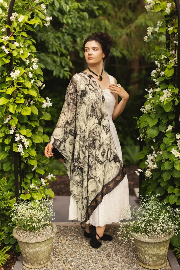 Market of Stars Honey & the Moon Scarf with Floral Print and Bees