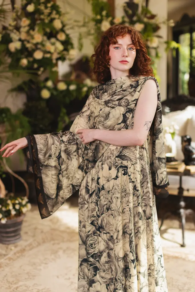 Market of Stars Honey & the Moon Scarf with Floral Print and Bees