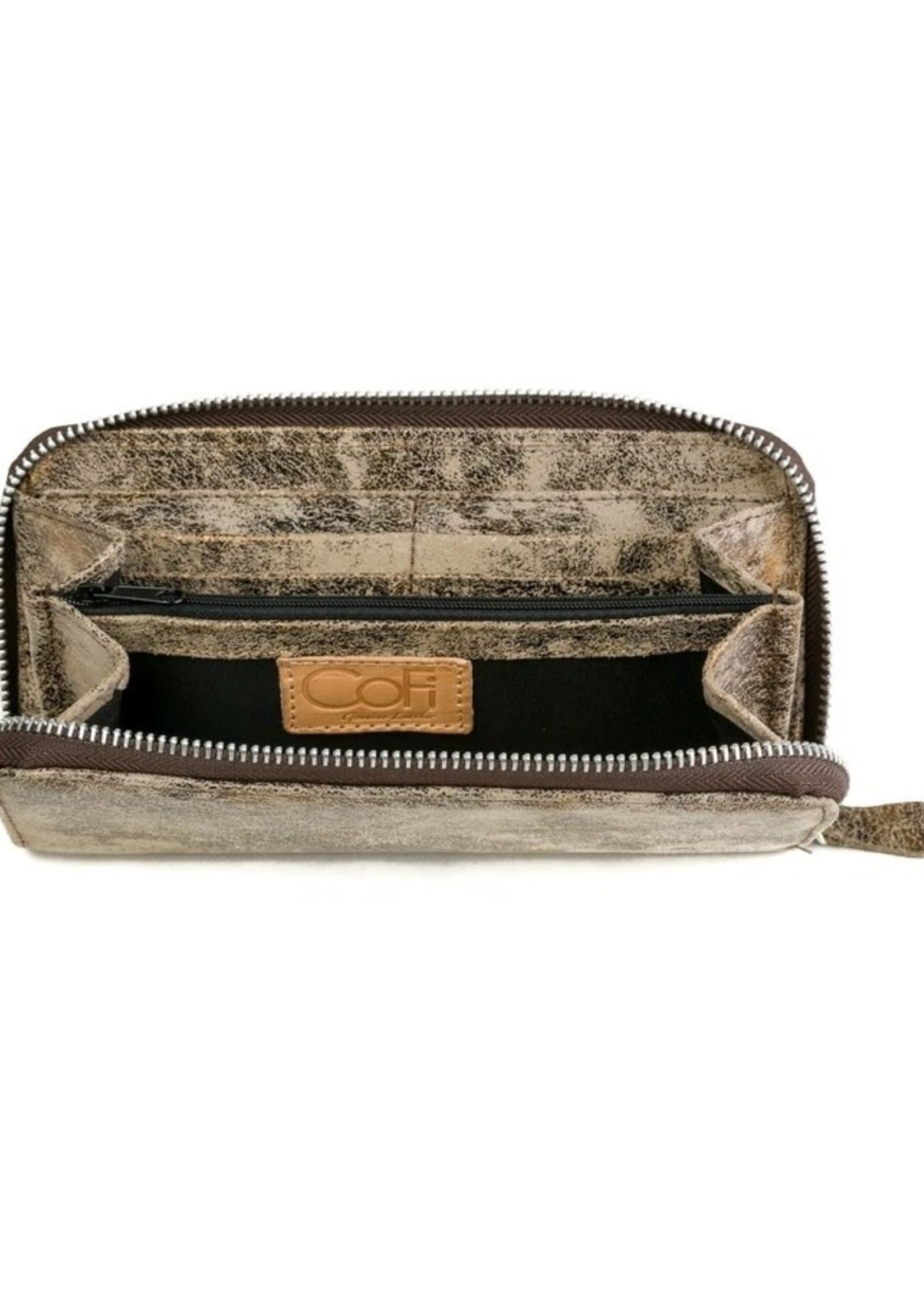 CoFi Leathers Metallic Zip Wallet