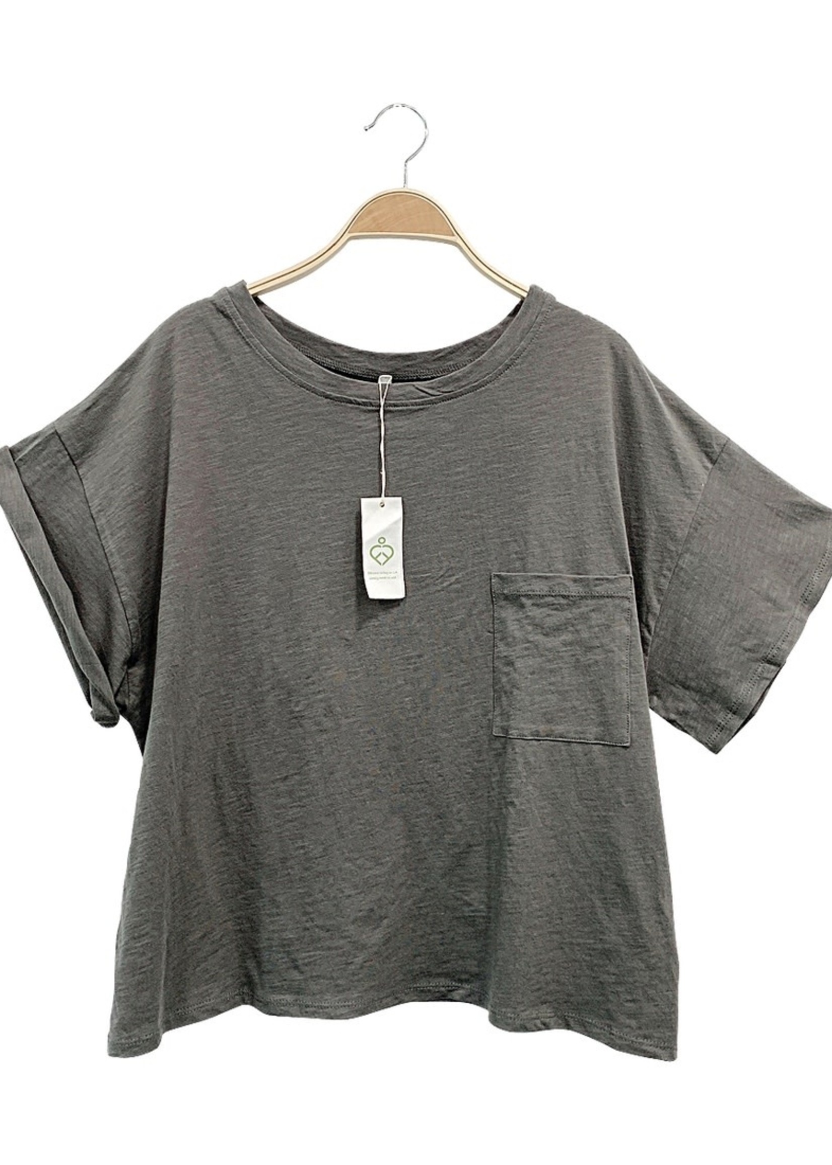 Fabina Cottonslub Oversized Pocket Tee