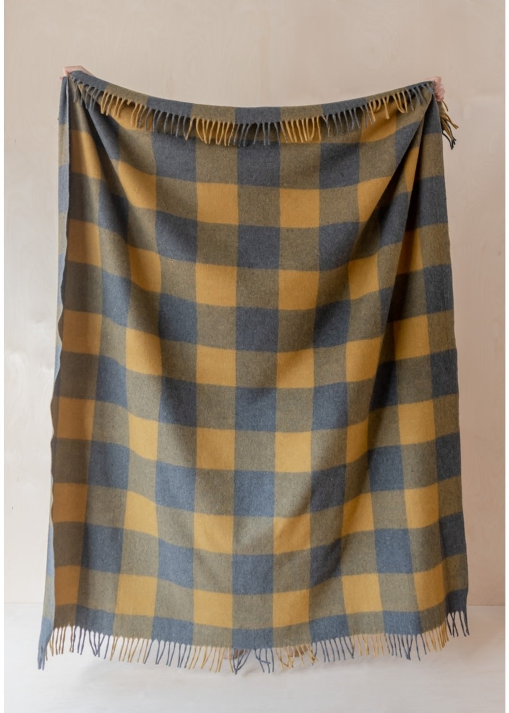 Olive Buffalo Check Throw