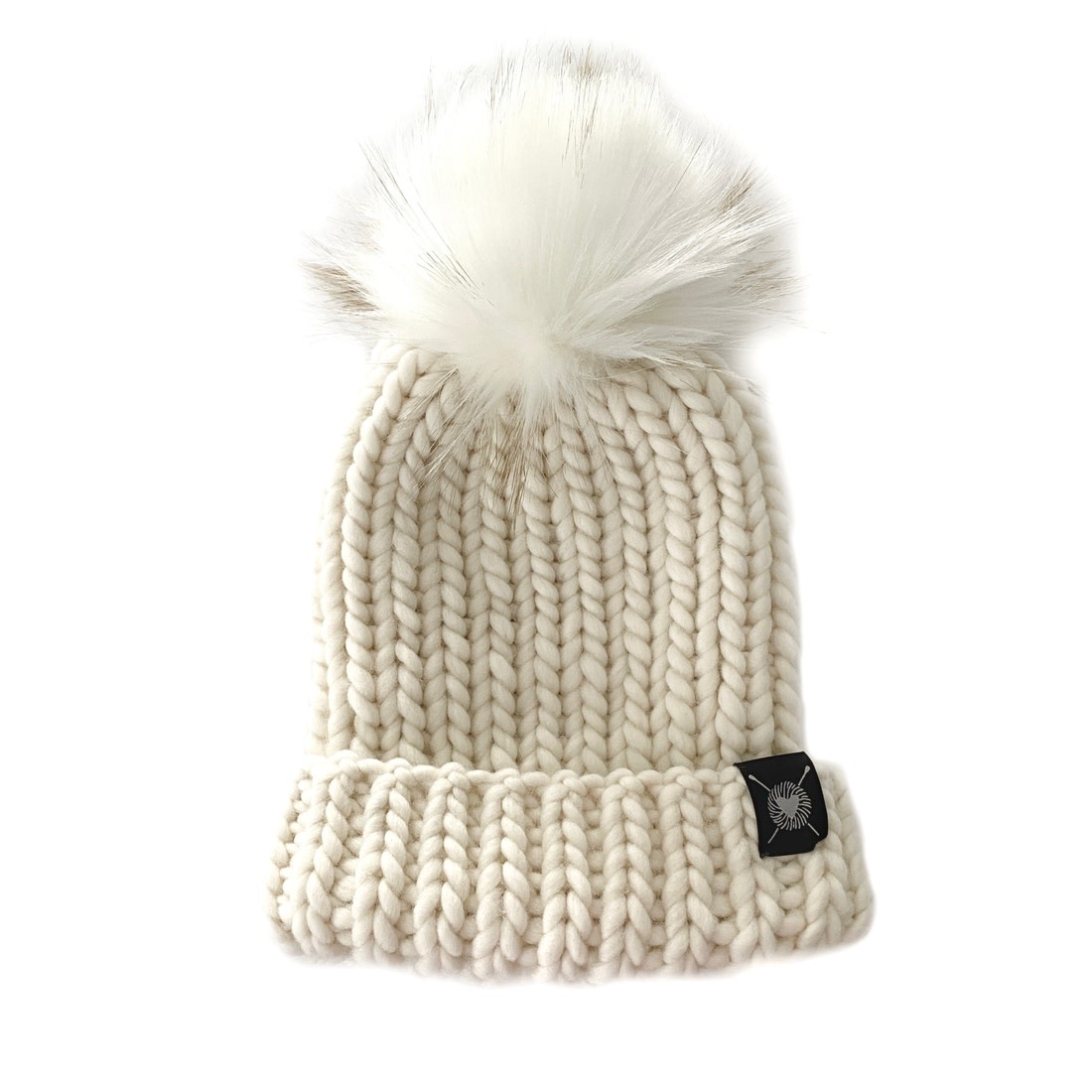 Merino Folded Brim Faux Fur Beanie 