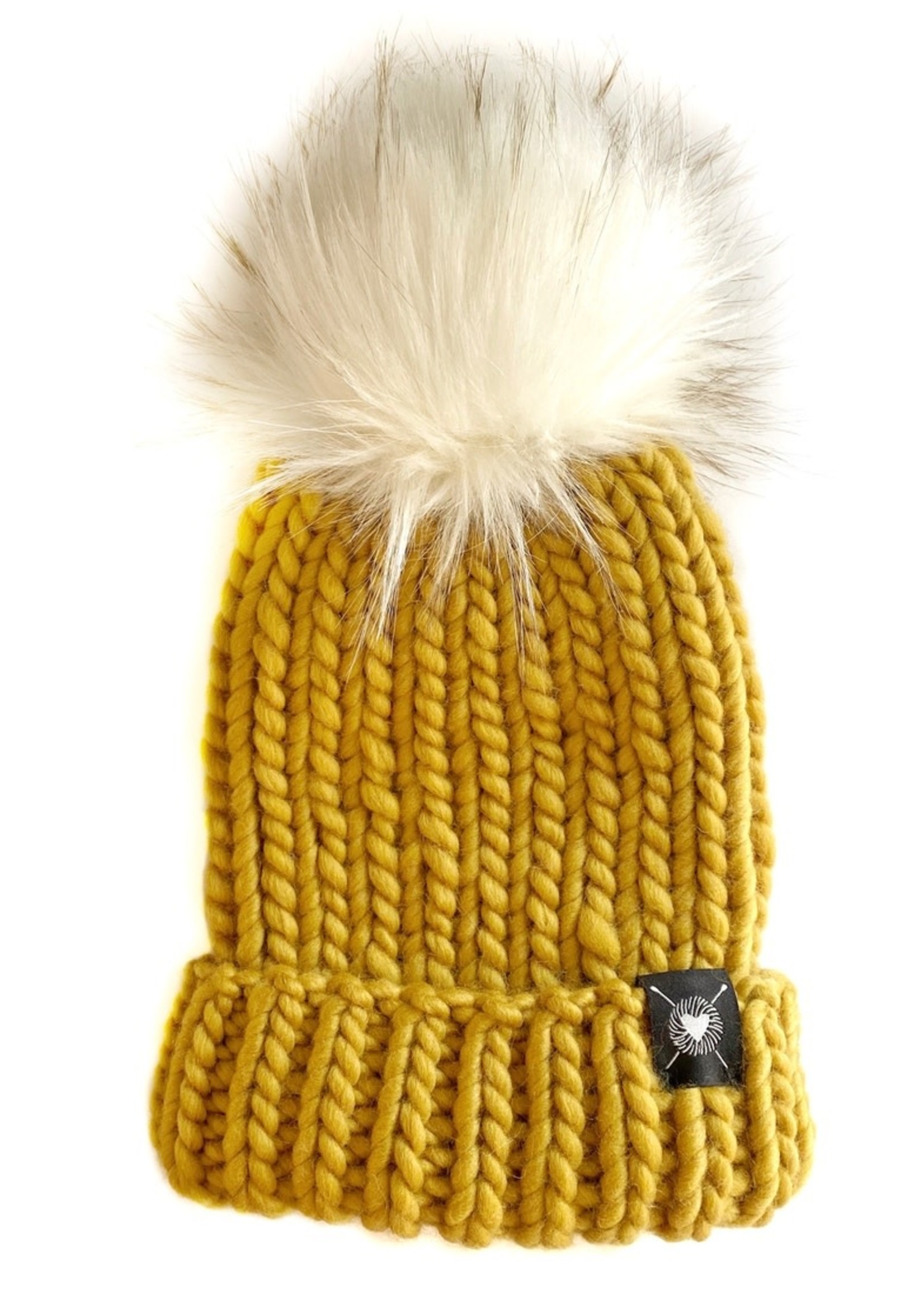 Nickchicki Merino Folded Brim Faux Fur Beanie