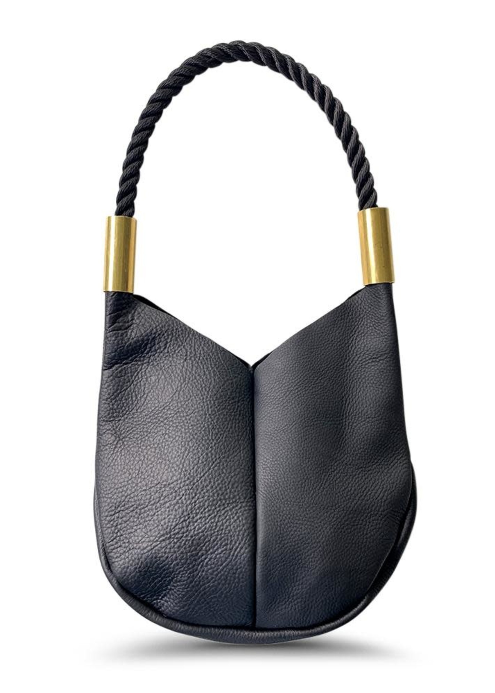 Wildwood Oyster Co. Small Black Leather Tote with rope handle