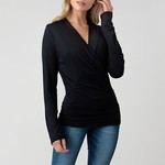 Heimious Ruched Sleeve Surplice Top
