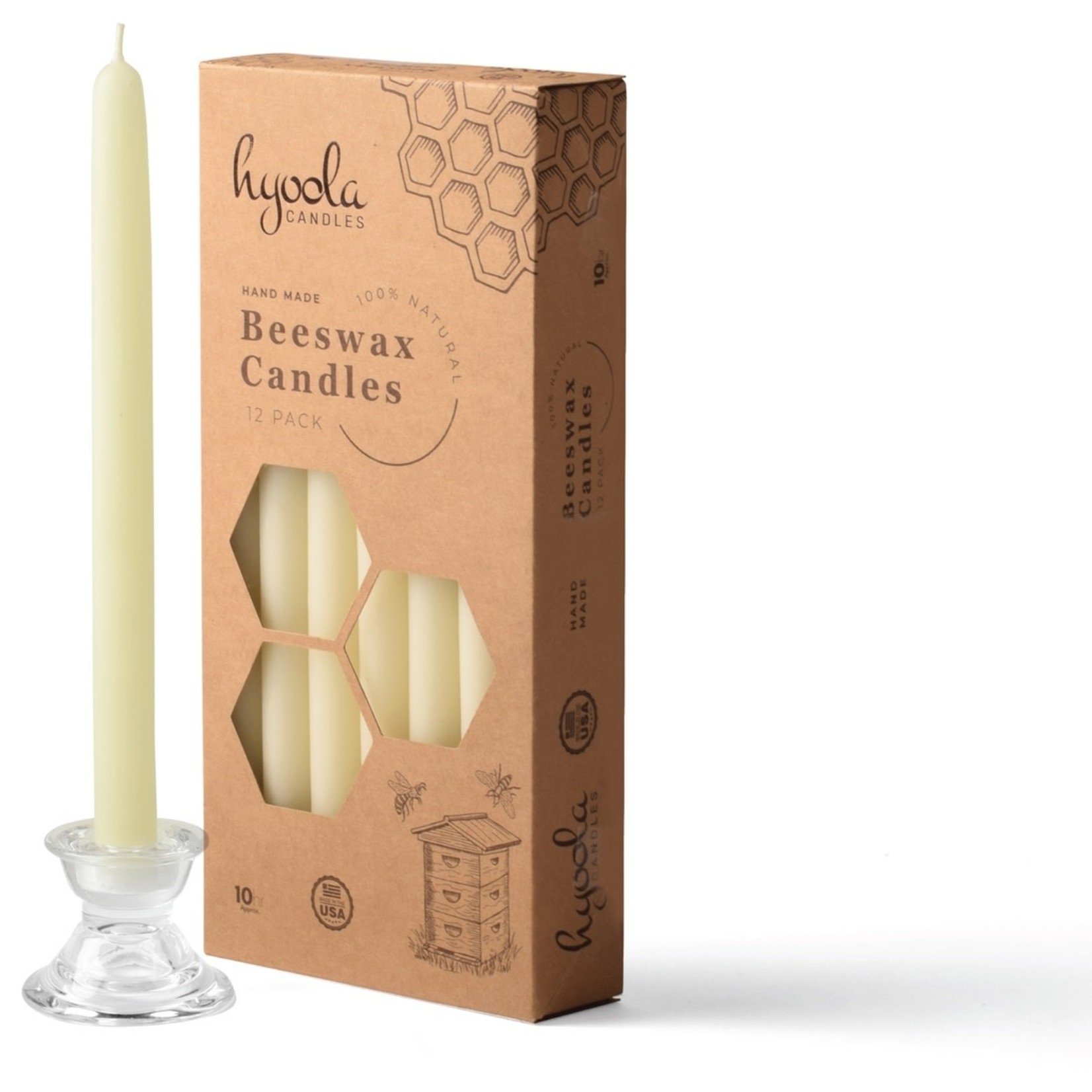 Ner Mitzvah White Beeswax Taper Candles