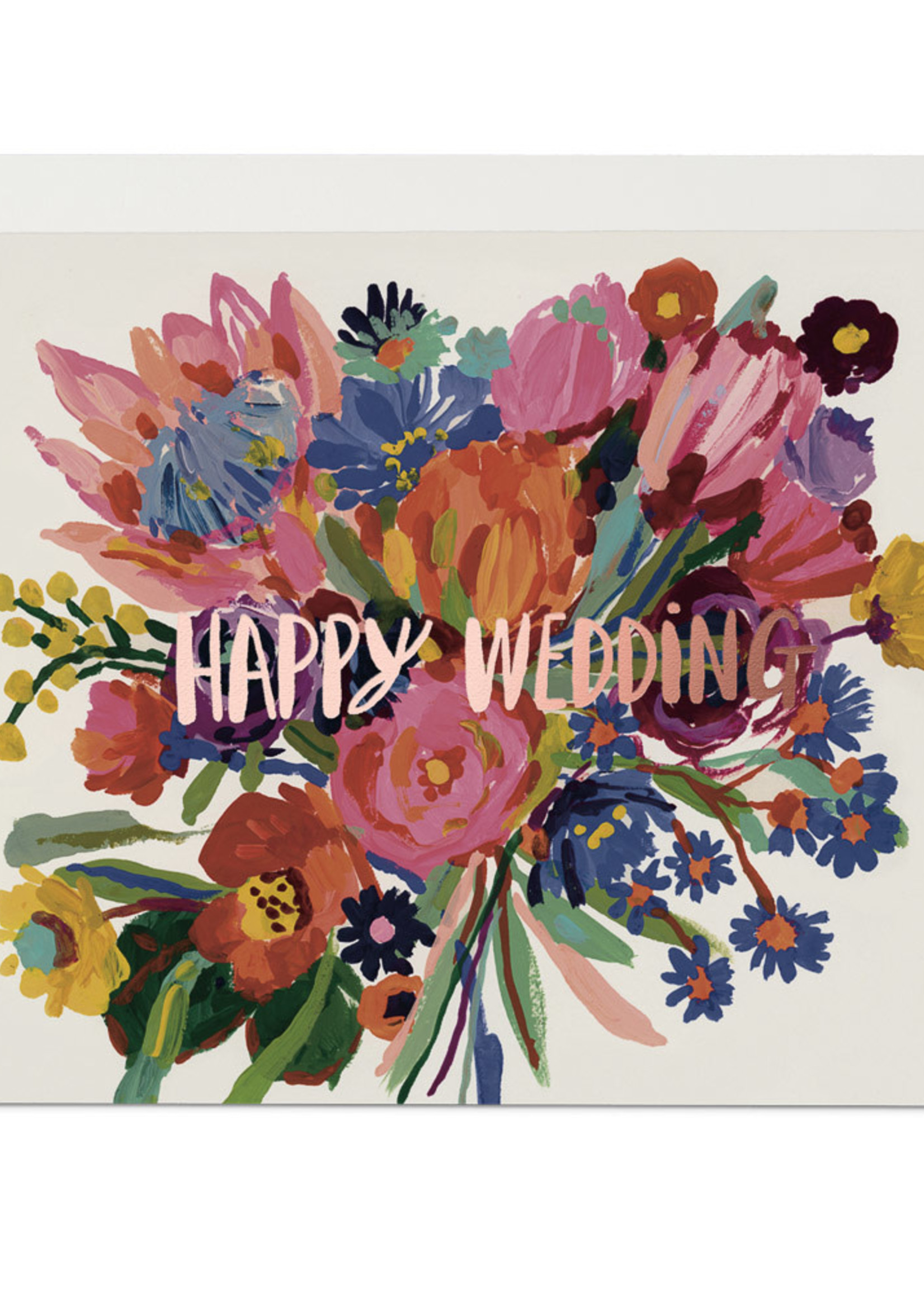Red Cap Cards Happy Wedding Flowers