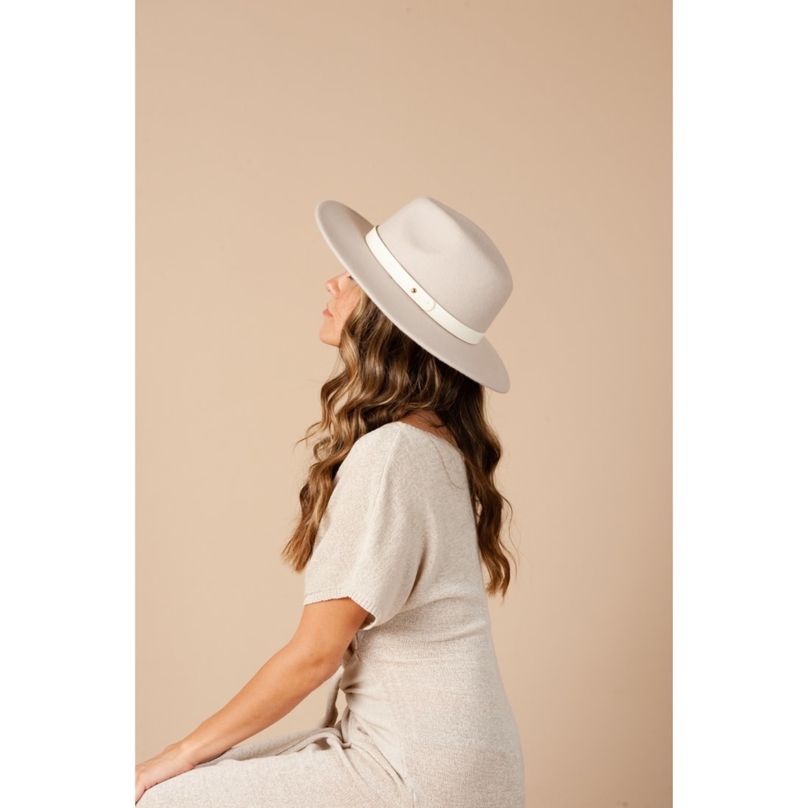 Lucca Couture Precious Wool Fedora - Pearl