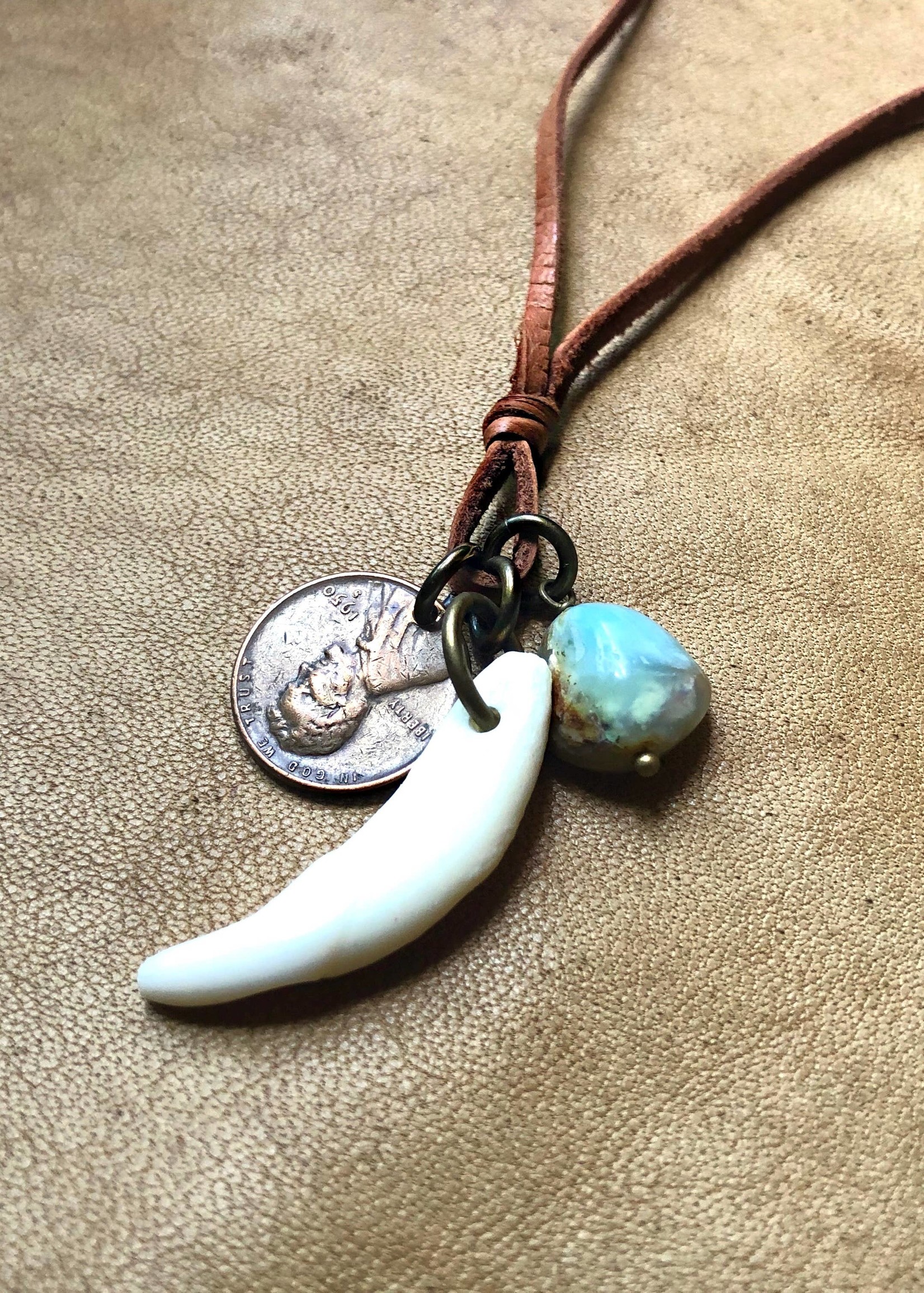 ASTALI Coyote Tooth & Blue Opal Necklace