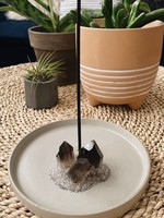Earth and Gray Smokey Quartz Concrete Incense Holder