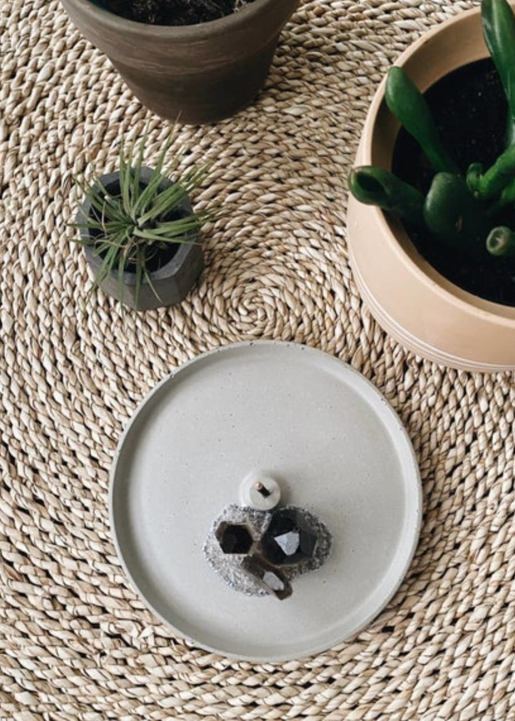 Earth and Gray Smokey Quartz Concrete Incense Holder