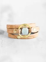 Giving Bracelets Be The Light Triple Wrap Bracelet Gold Aquamarine