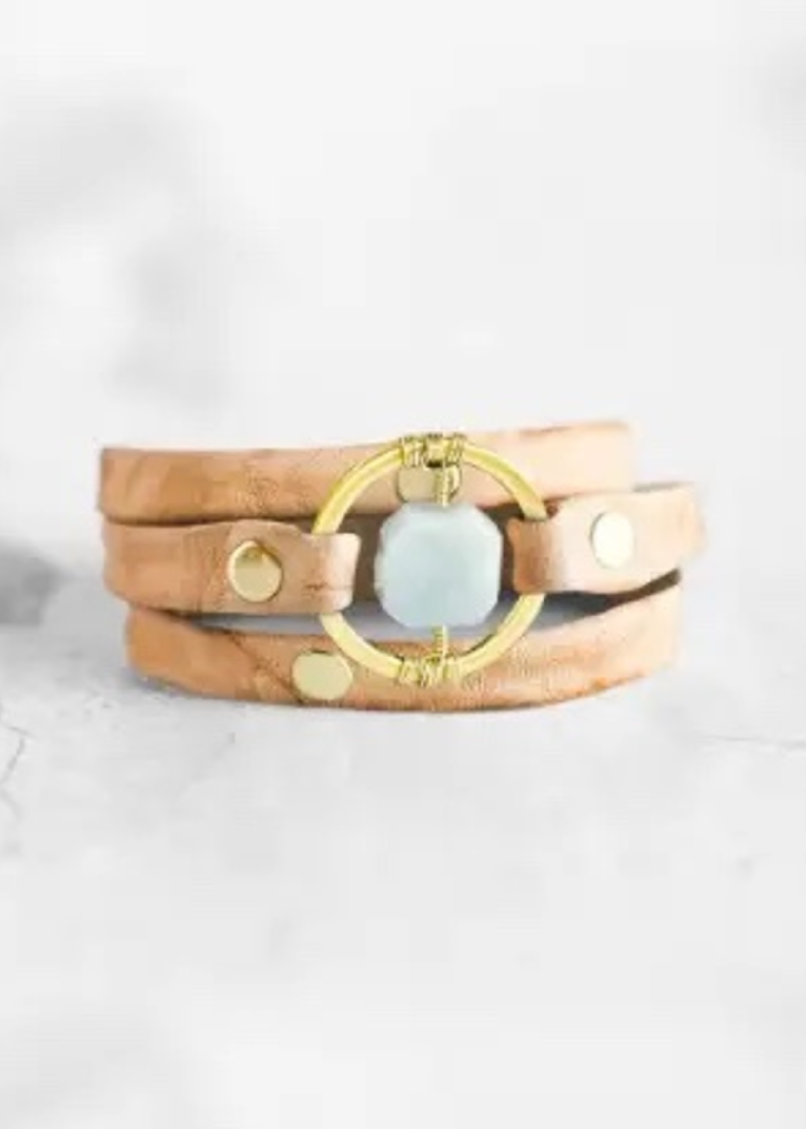 Giving Bracelets Be The Light Triple Wrap Bracelet Gold Aquamarine