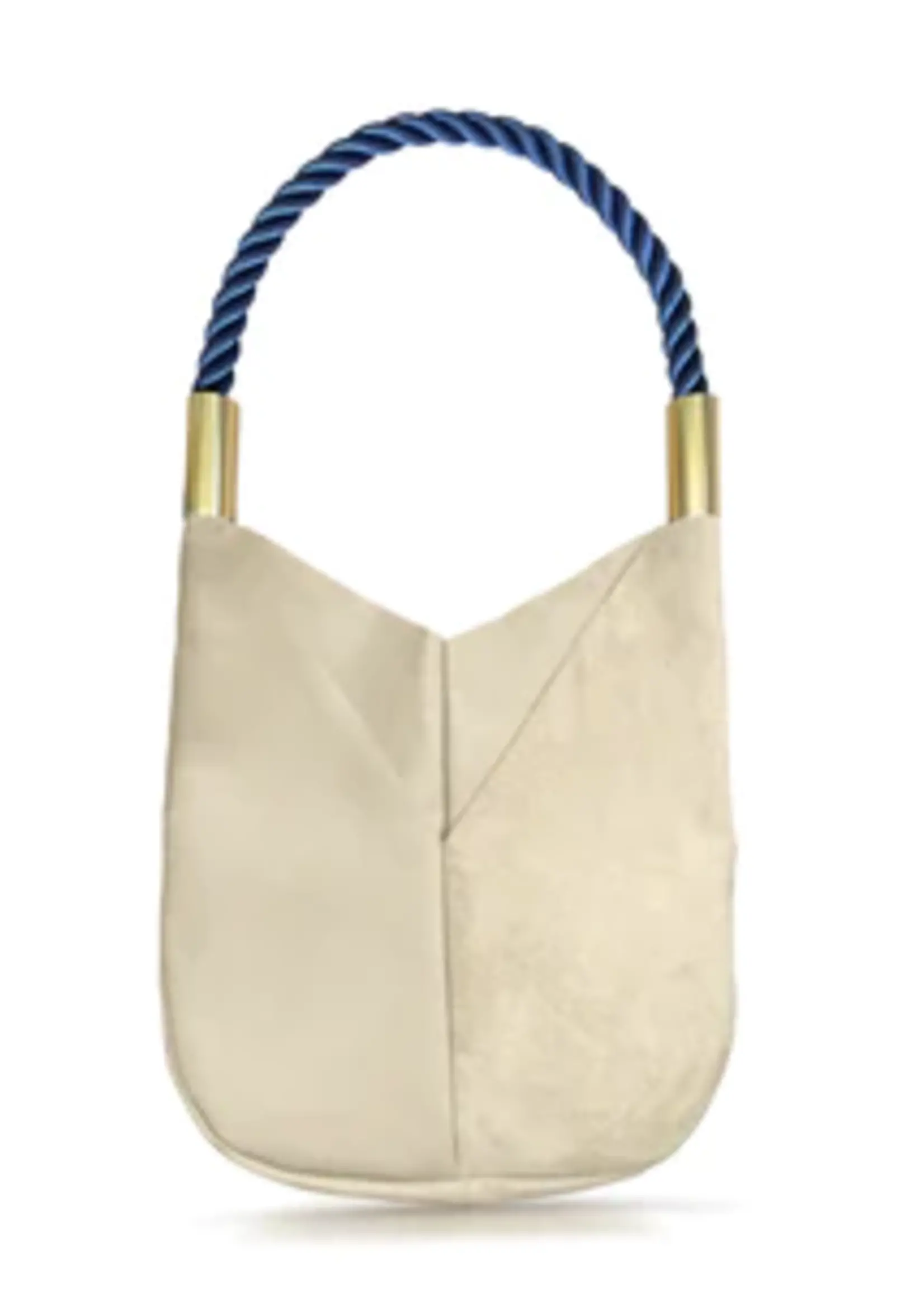 wil Driftwood Beige Leather Original Tote Bag with New England Navy Rope Handle