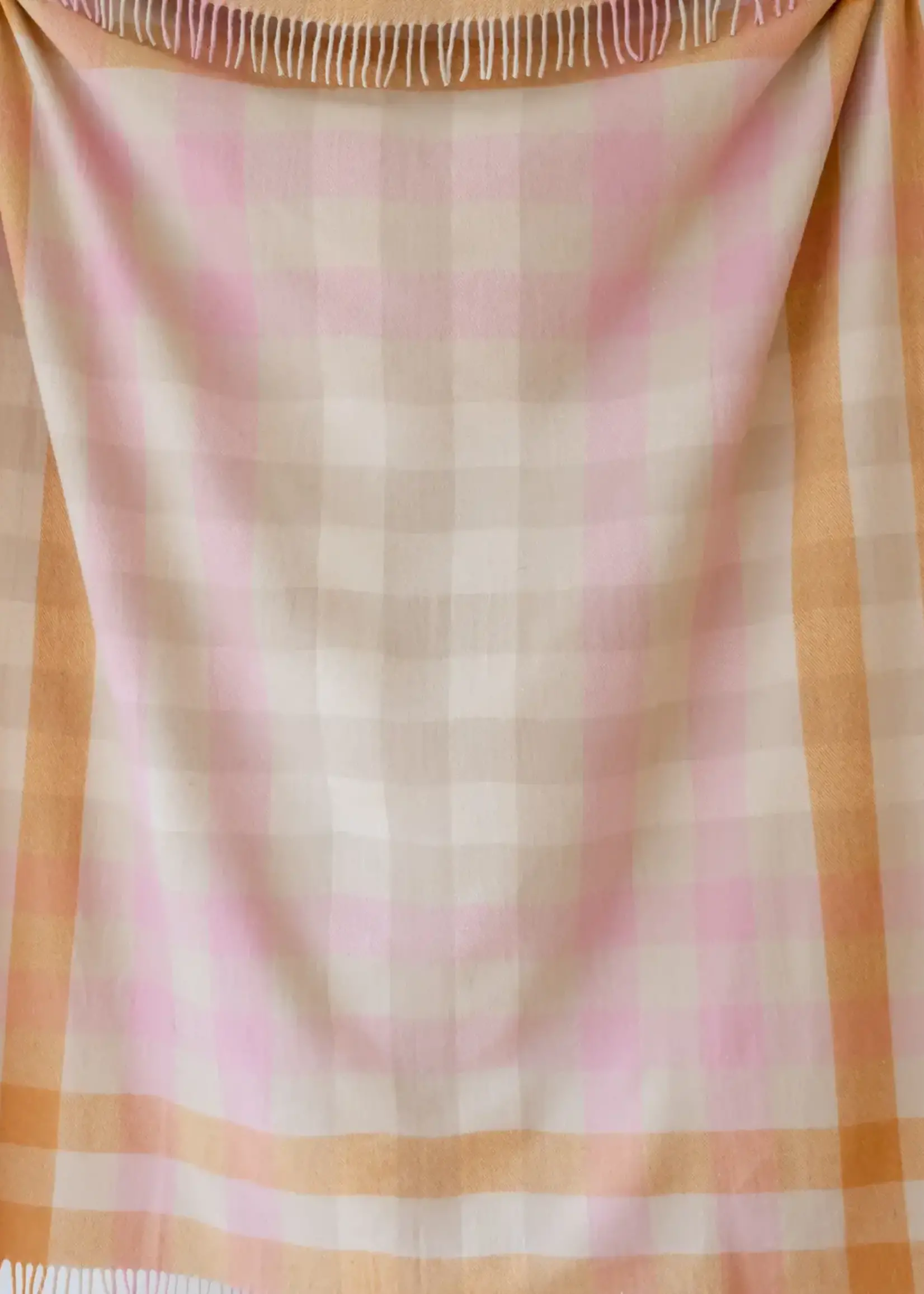 The Tartan Blanket Co. Recycled Wool Blanket Orange Gradient Gingham