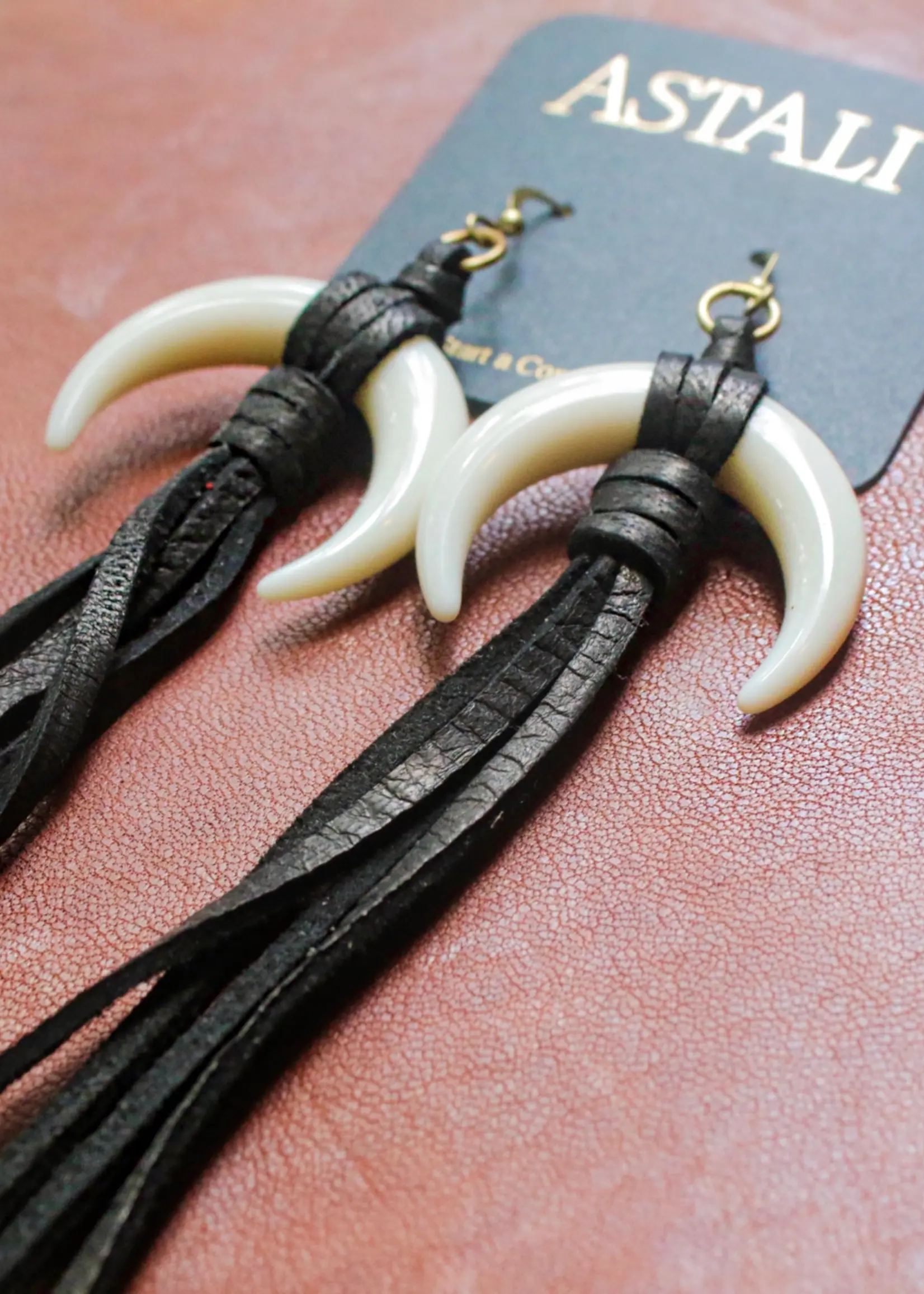 ASTALI Horn & Leather Earrings