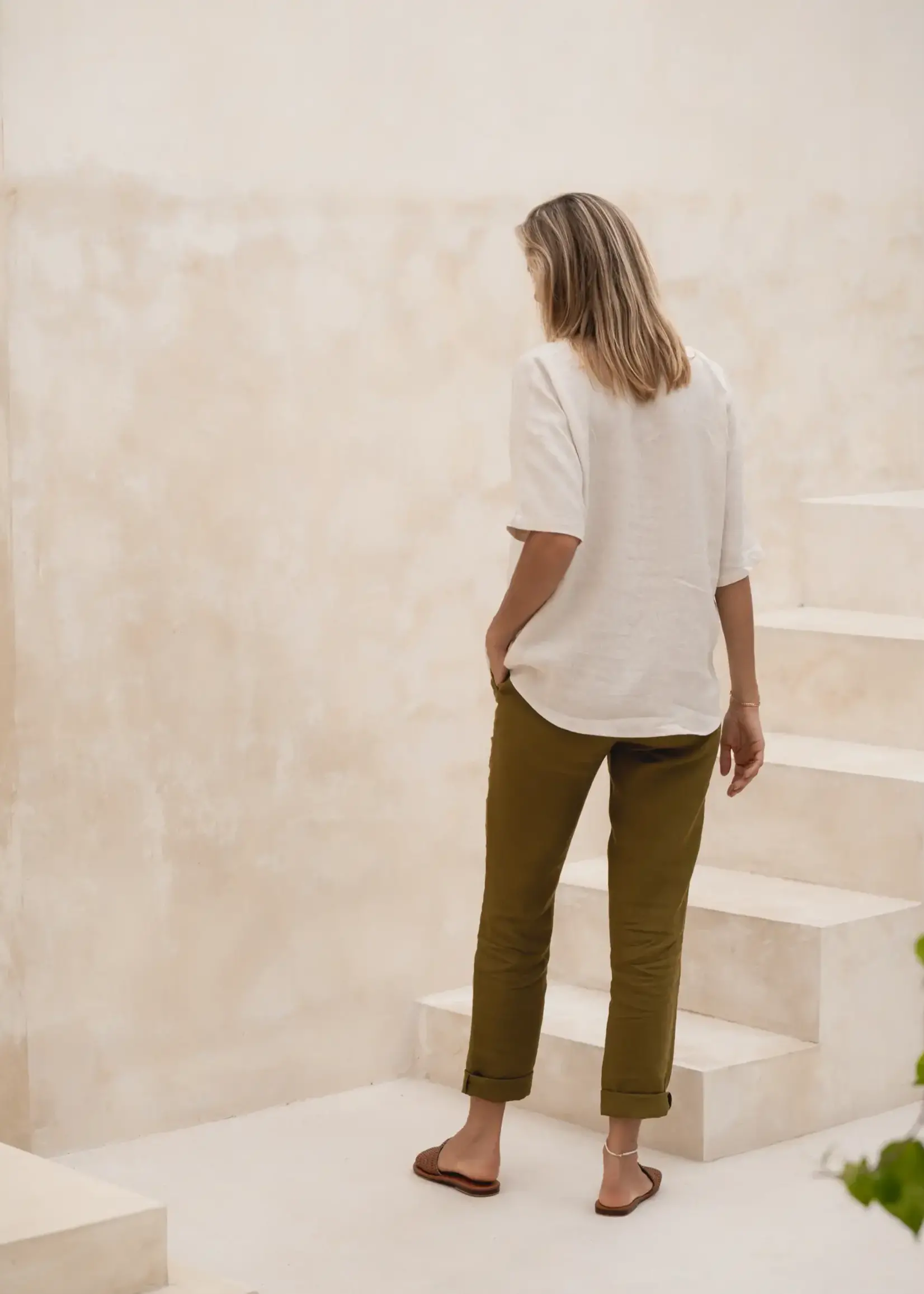 SAUTHS Nora Linen Pants /  Honey Green