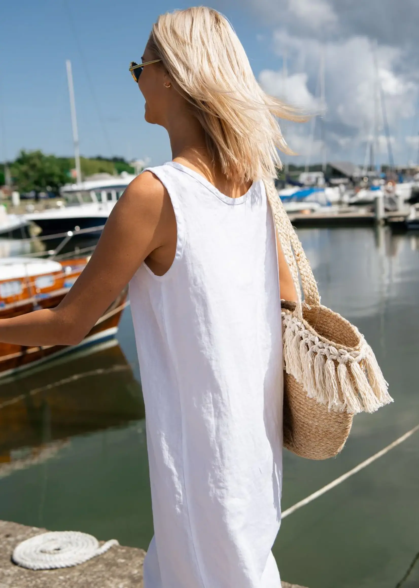 SAUTHS White Linen Dress Nida