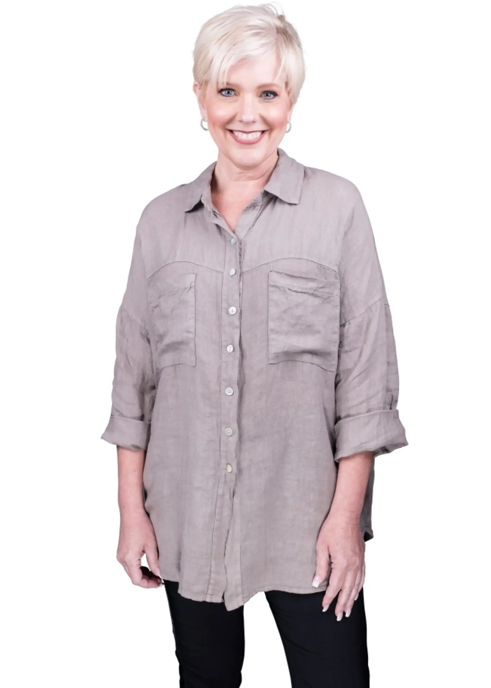 TINA Stephens Layla Linen Shacket