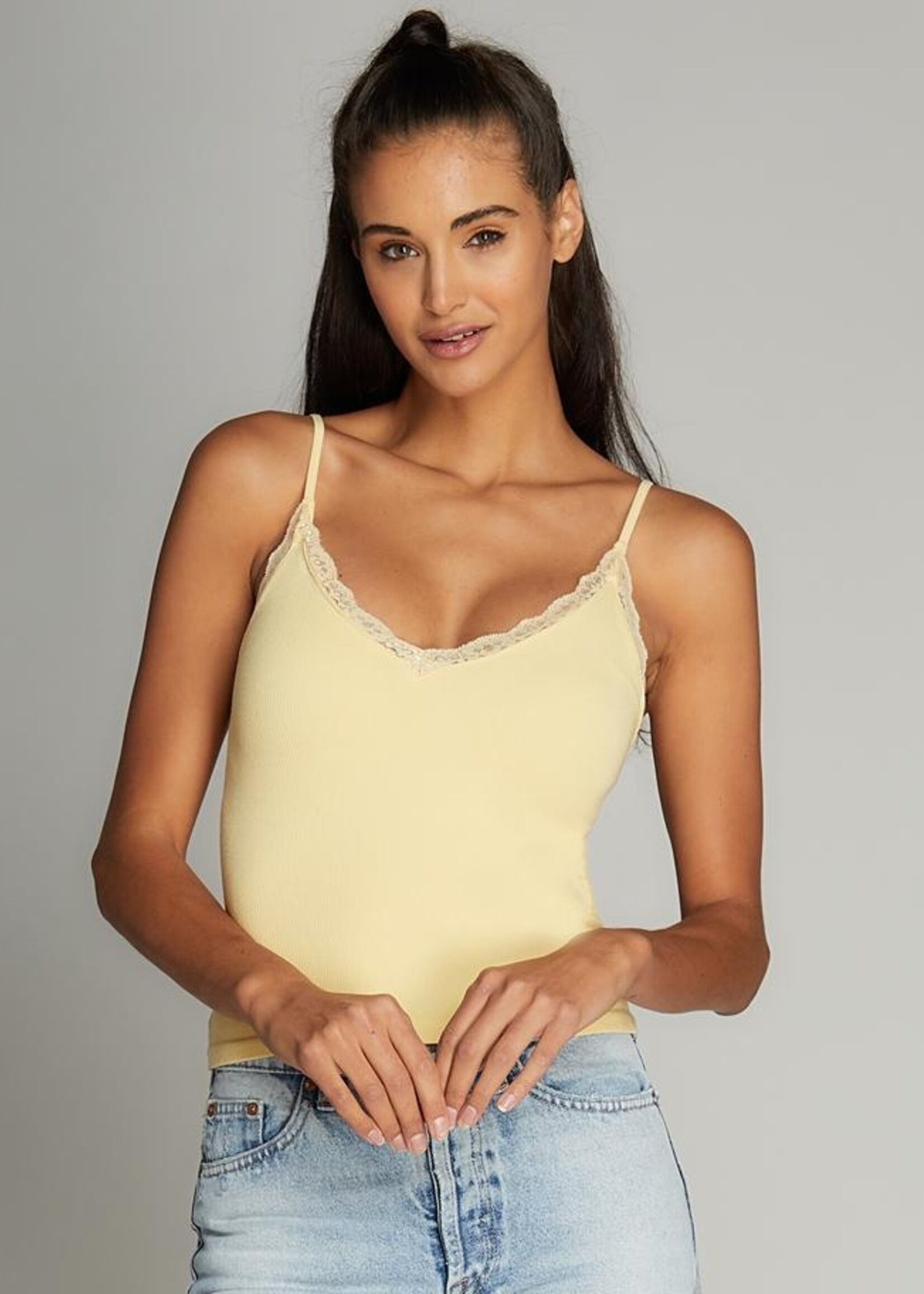 C'est Moi Bamboo Tank W/Lace Trim