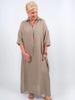 TINA Stephens Fernanda Open Collar Linen Dress