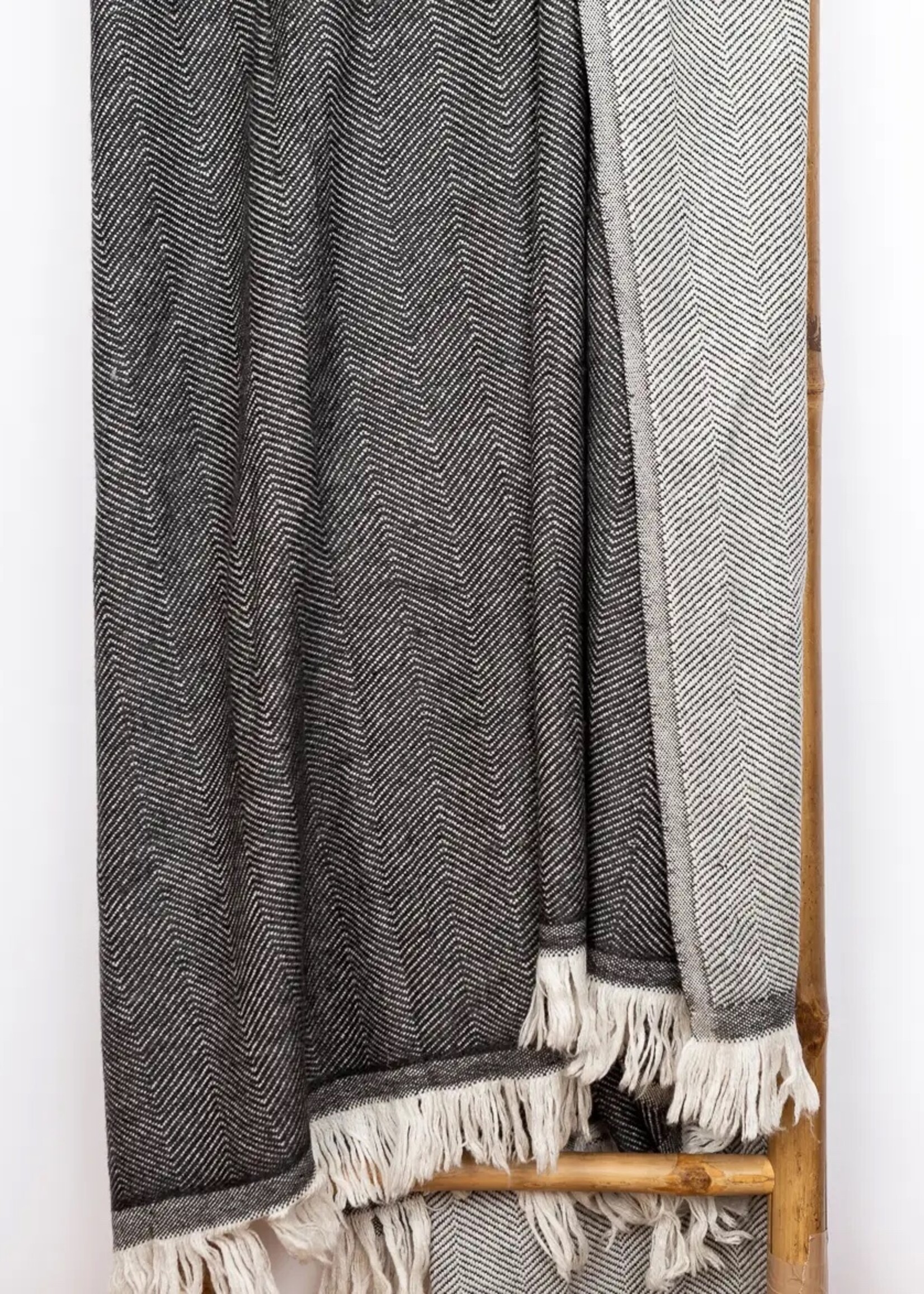 Dolma Herringbone Cashmere Throw Blanket