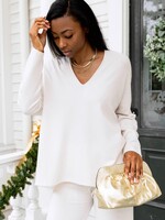 CobbleStone Living Claudia Knit V-Neck Sweater