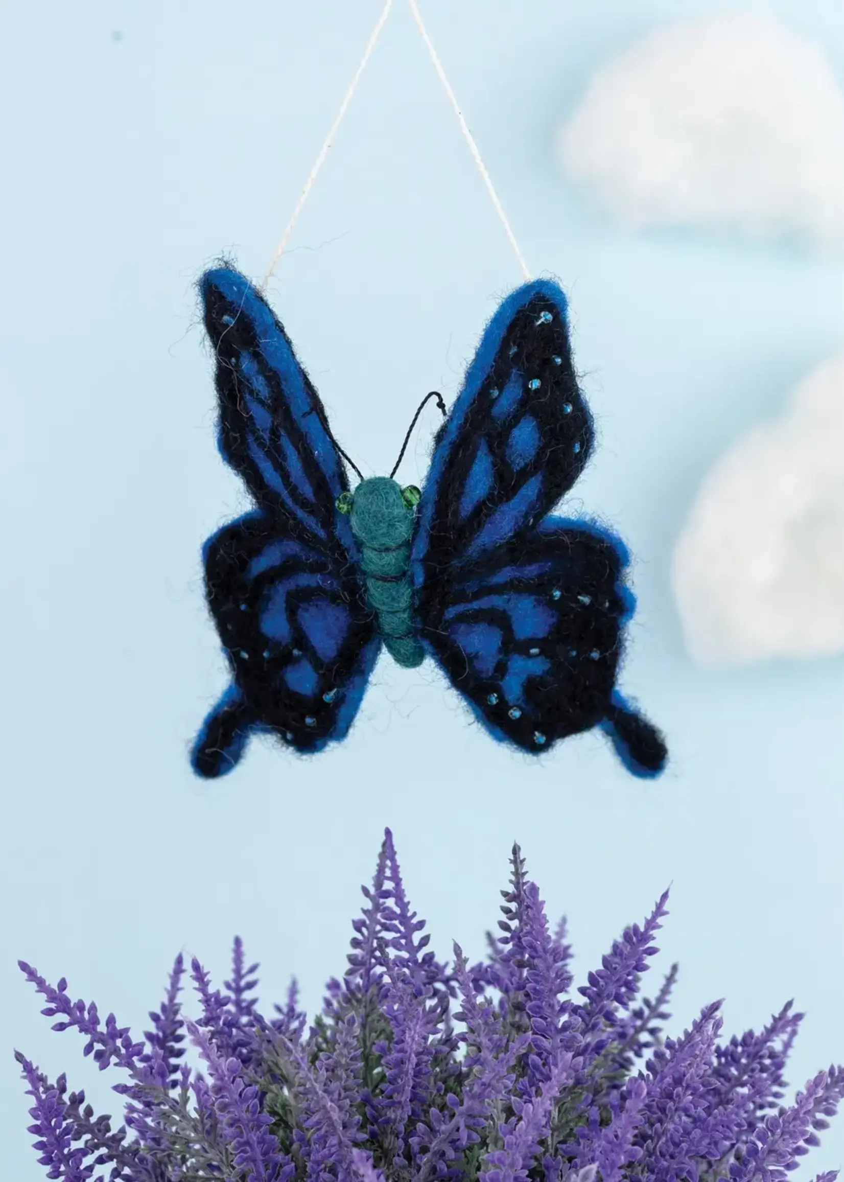 dZi Handmade Woolie Blue Swallowtail Ornament