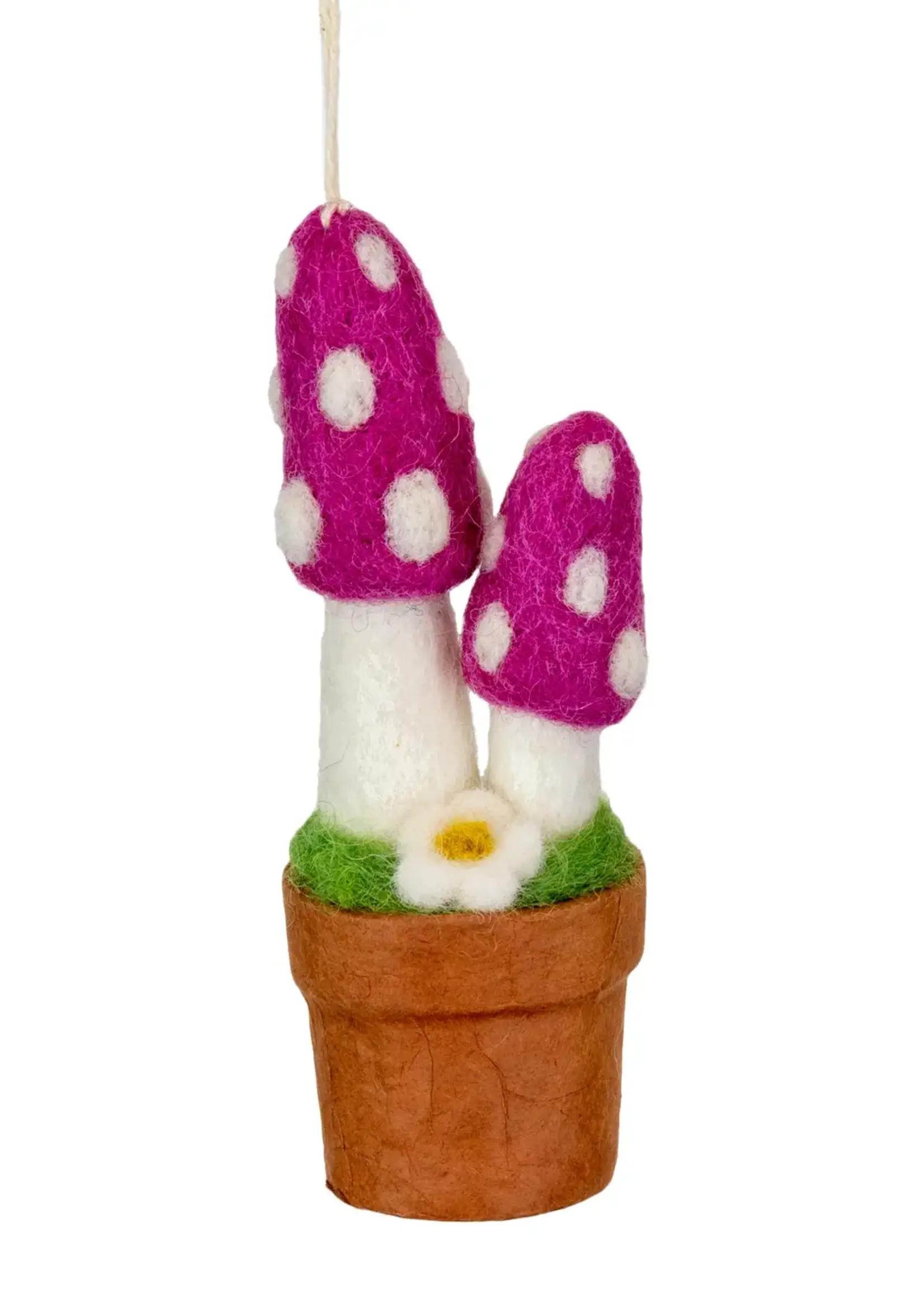 dZi Handmade Woolie Purple Pixie Mushroom Ornament