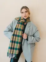 The Tartan Blanket Co. Lime Multi-Check Oversized Lambswool Scarf