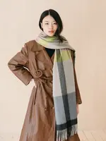 The Tartan Blanket Co. Slate Modern Check Lambswool Blanket Scarf