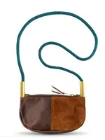 Wildwood Oyster Co. Brown Leather Zip Crossbody Seaside Teal Dock Rope Handle