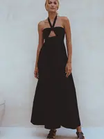 Bali Elf Penelope Halter Linen Maxi Dress