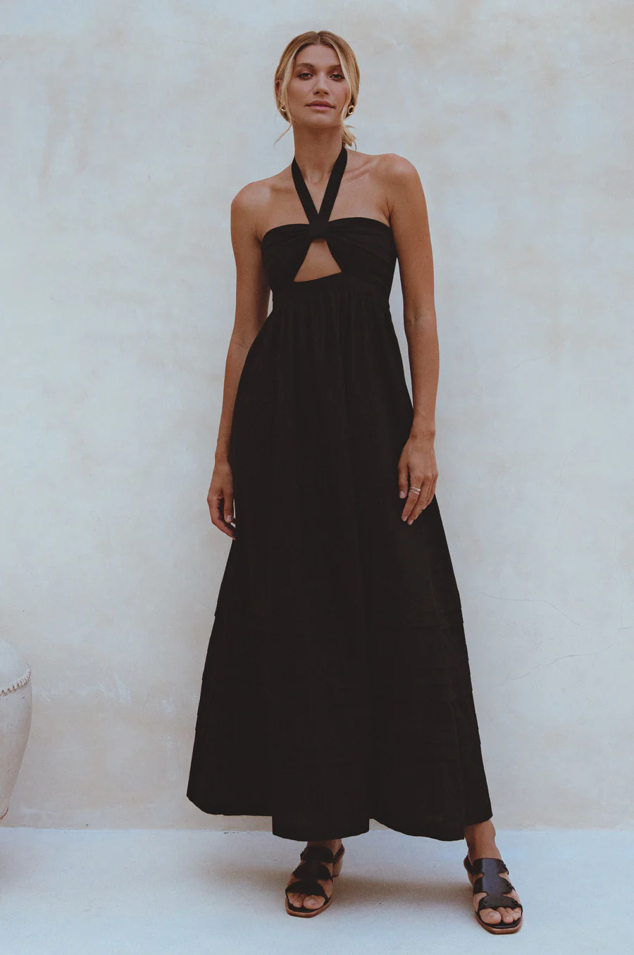Penelope Halter Linen Maxi Dress - Fika Boutique