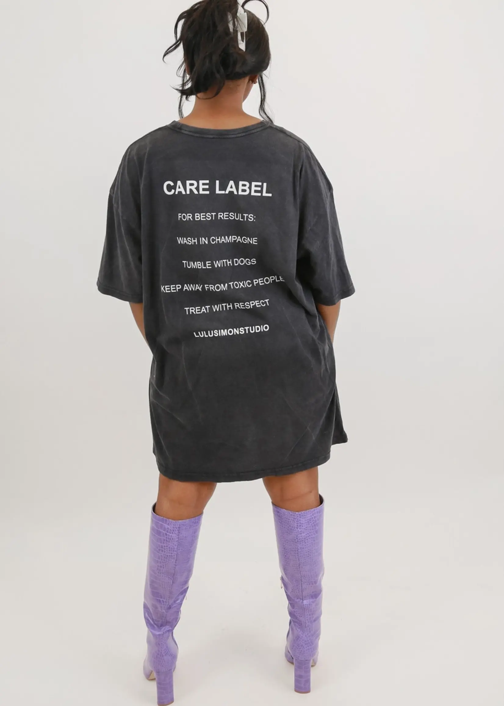 Lulusimanstudio Self Care Label Oversized Shirt Dress