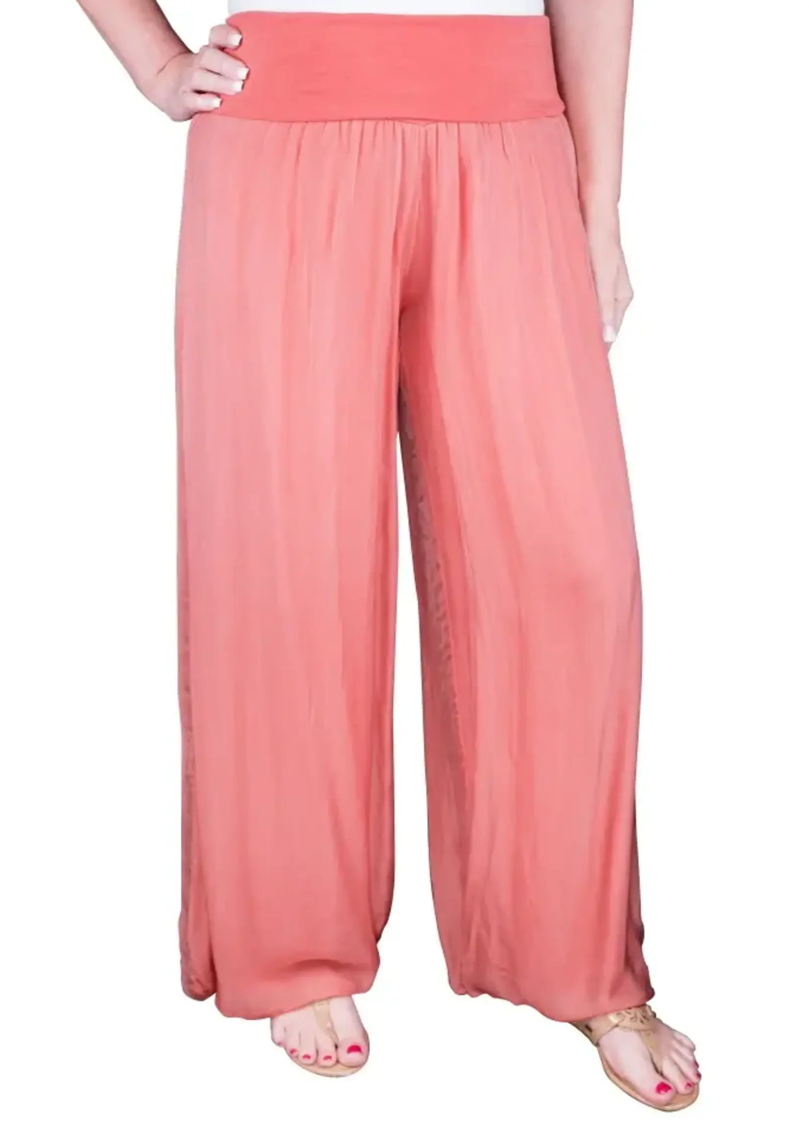 TINA Stephens Mercedes Foldover Silk Pant