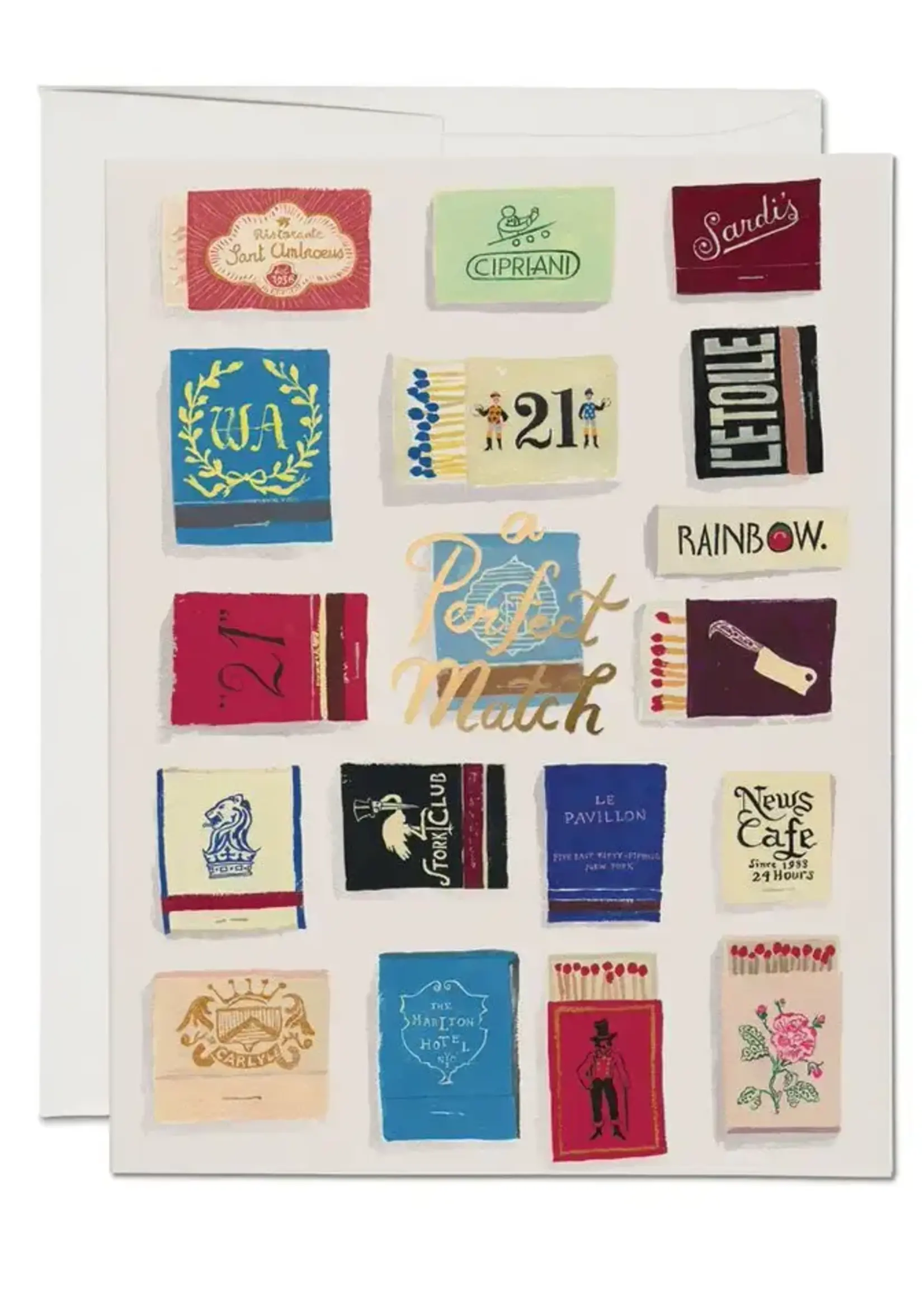 Red Cap Cards Matches Love Greeting Card