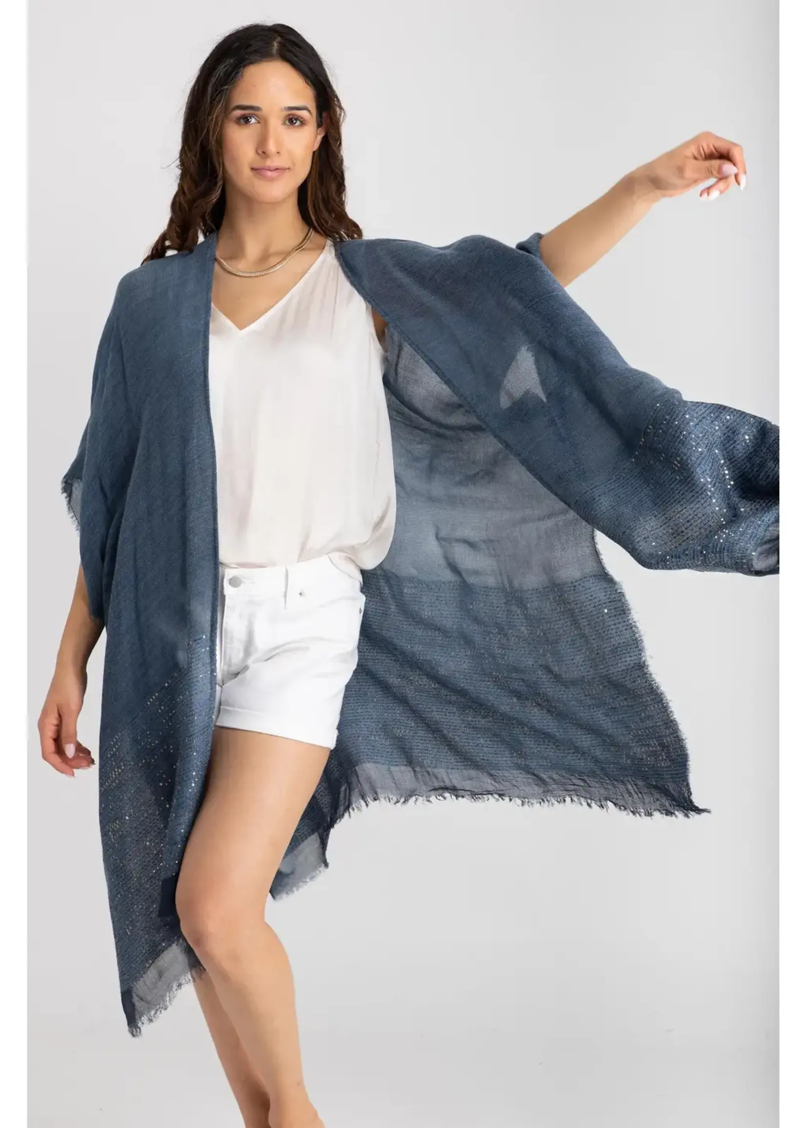 SAACHI Lenox Eyelash Fringes Shimmering Kimono
