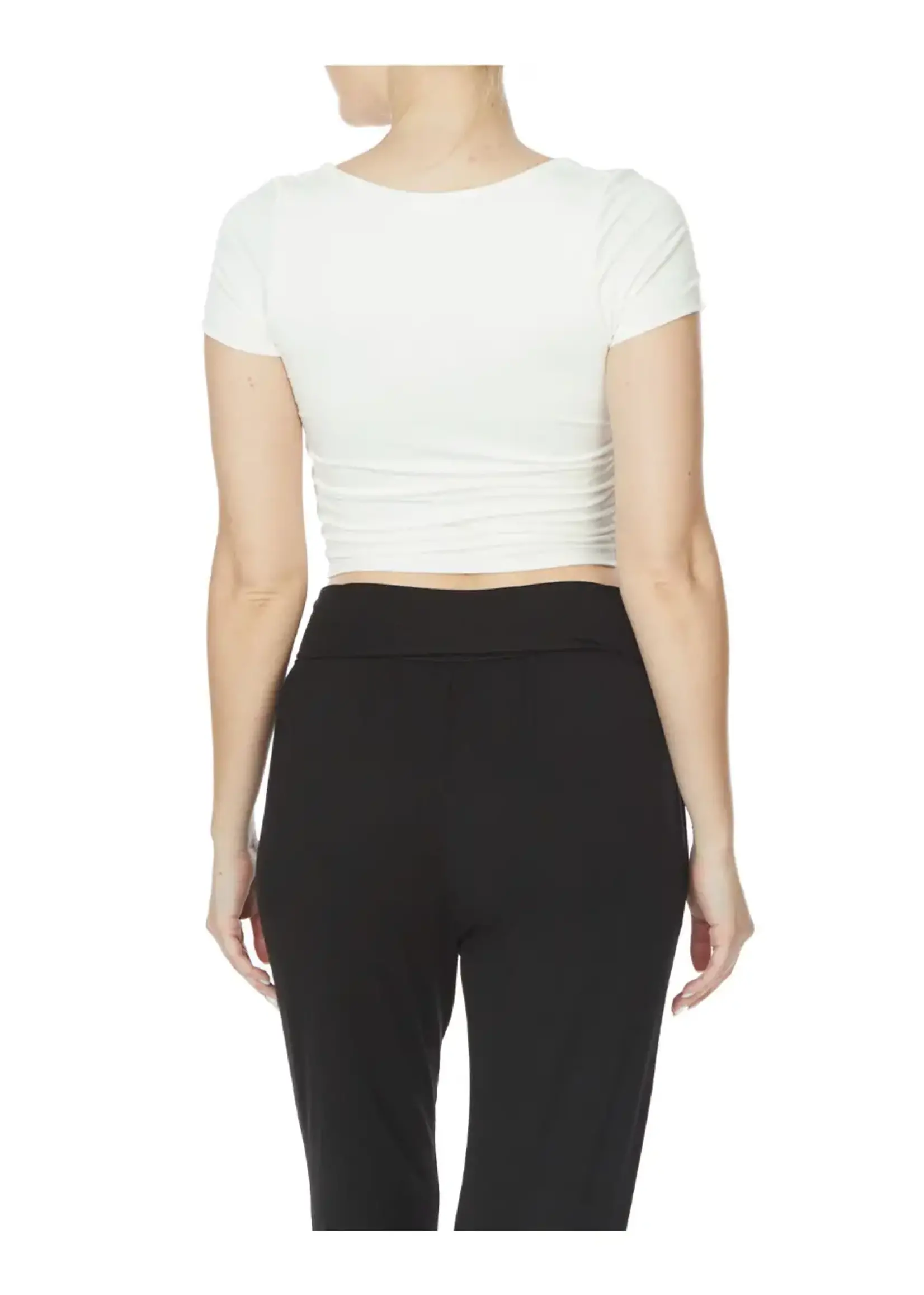 Bamboo Double Layered Crop Cap Sleeve Ivory