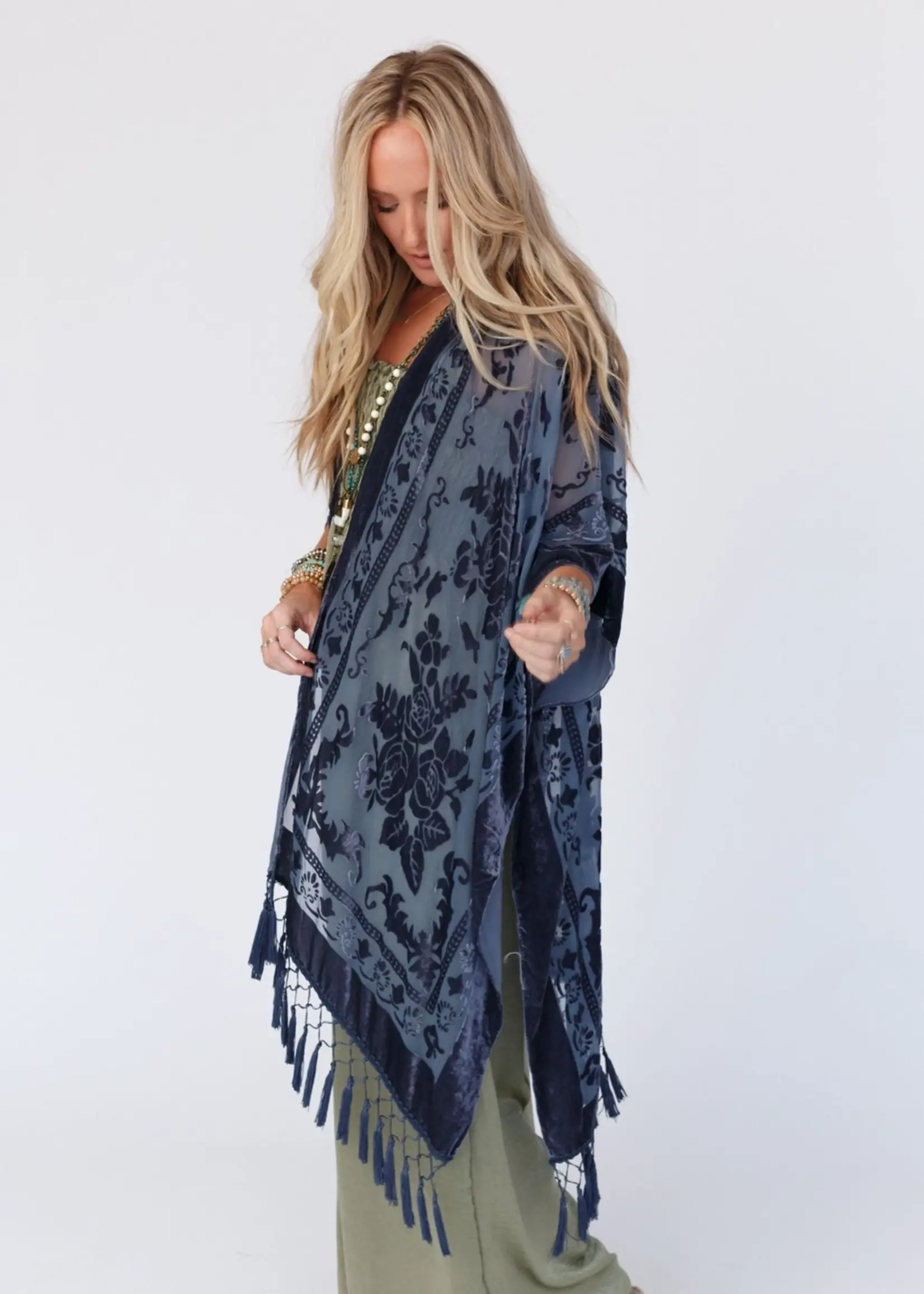Three Birds Nest Crushin On You Velvet Kimono
