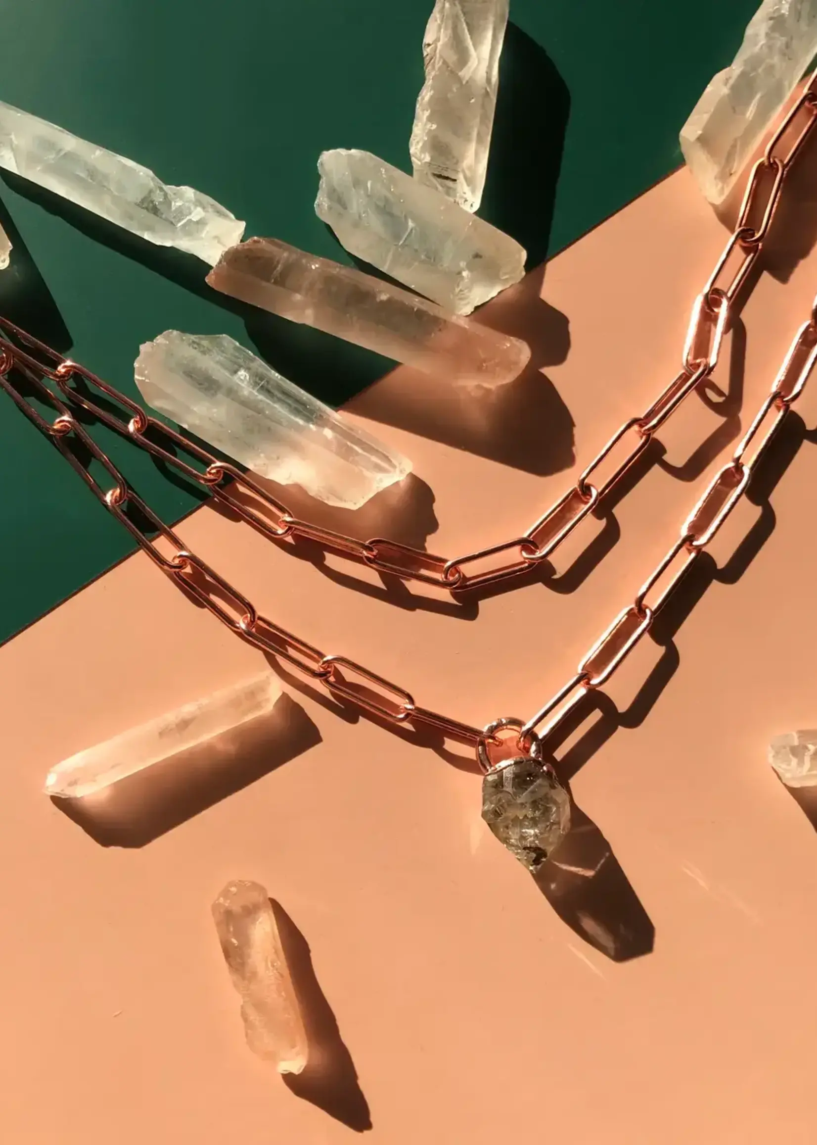 Aerow Herkimer Diamond Paperclip Chain Necklace